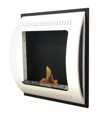 Cheminée à l'éthanol en acier blanc Purline