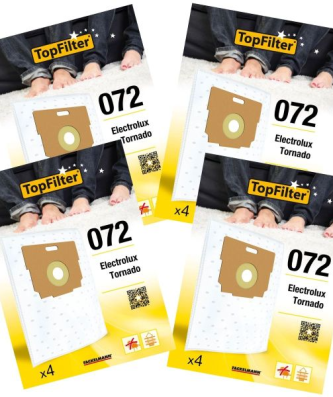 Lot de 4 packs de 4 sacs aspirateur 64072 Tornado Premium TopFilter