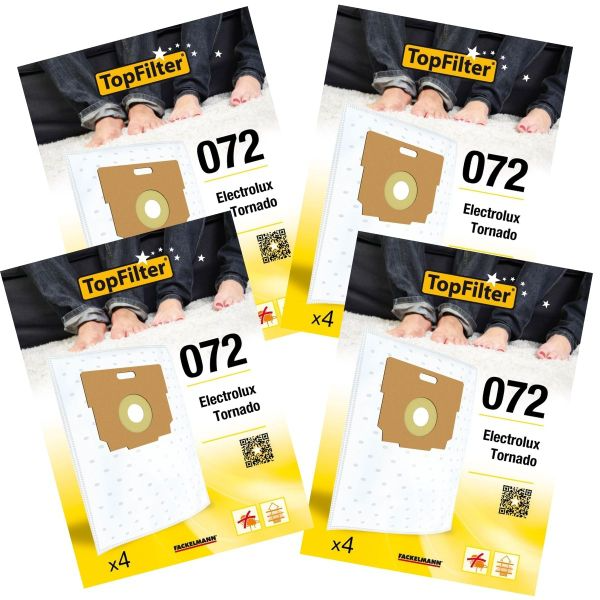 Lot de 4 packs de 4 sacs aspirateur 64072 Tornado Premium TopFilter