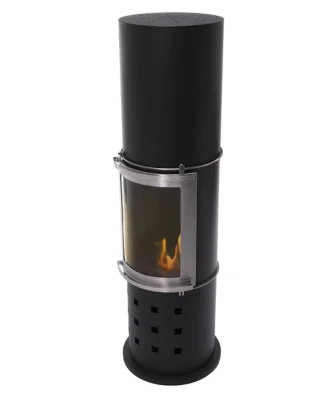 Poêle à éthanol 3kW en acier noir avec porte coulissante en verre trempé Purline