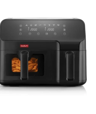 Friteuse électrique A Air Pulsé - Bodum - Melior - Double Compartiment 3,2 L Et 5,1 L - 2 700 W - Noir Bodum