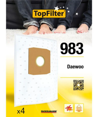 Lot de 4 sacs aspirateur pour Daewoo Premium TopFilter