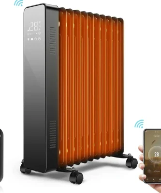 Radiateur à Bain d'huile 2500W avec minuterie 24h, Smart Control et App-Smart Life noir Vendos85
