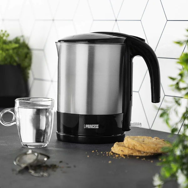 bouilloire électrique de 1,7L sans fil 2200W noir gris Princess