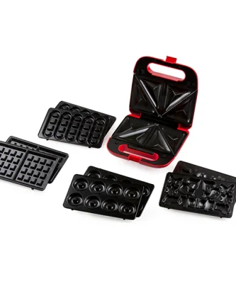 Gaufrier multifonctions 5 plaques 750 W Snack Party rouge Domo
