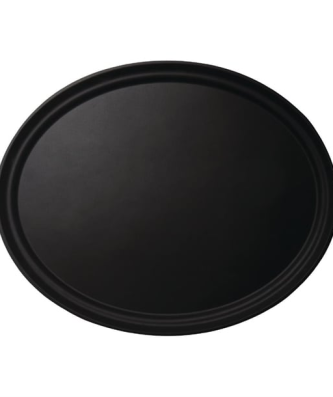Plateau ovale fibre de verre antidérapant Camtread Cambro noir 600 x 730mm