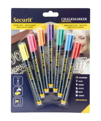 Marqueurs craie liquide Securit pointe 1-2mm couleurs (lot de 7)