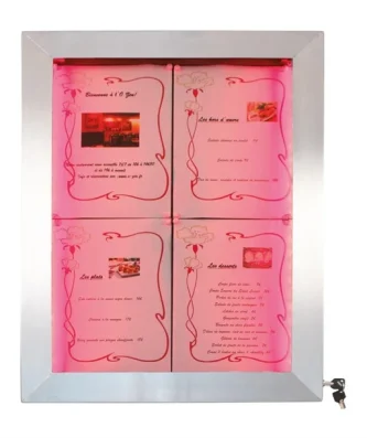 Porte-menu mural à LED couleurs en inox Securit 4xA4