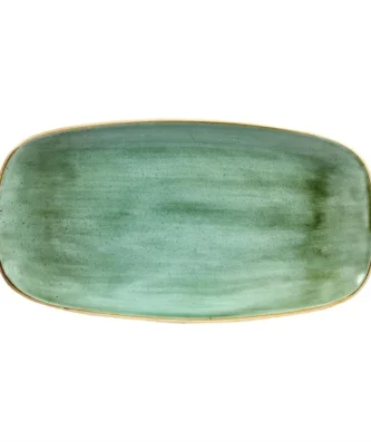 Assiettes oblongues Churchill Stonecast Samphire Green 189 x 355mm (Lot de 6)