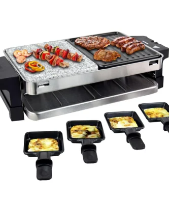 Raclette avec pierre chaude et plaque de cuisson en acier inoxydable 8 personnes Syntrox
