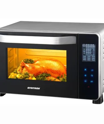 Mini four avec chaleur tournante et tournebroche pour four à pizza en acier inoxydable 25 L Syntrox