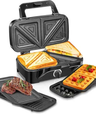 Appareil Croque Monsieur 3 en 1 1200W noir Vendos85