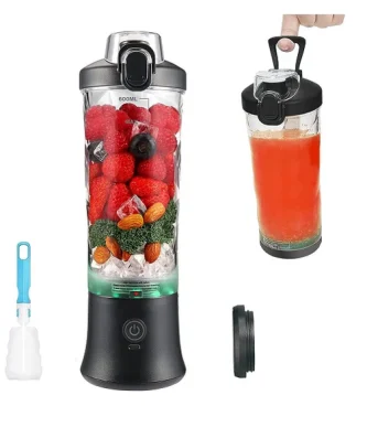 Blender électrique Smoothie 0,6L 240W avec USB-C rechargeable noir Vendos85