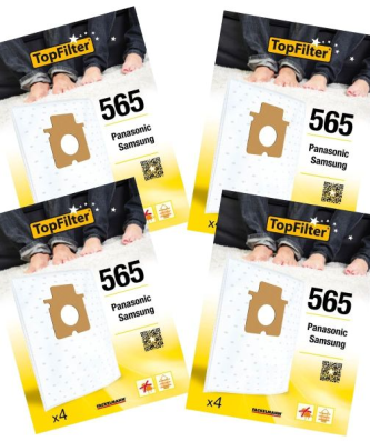 Lot de 4 packs de 4 sacs aspirateur 64565 pour Samsung et Panasonic Premium TopFilter