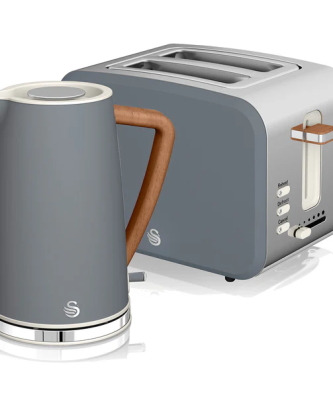 Set petit-déjeuner Bouilloire sans fil 1,7 L grille-pain 2 Nordic Gris 2200 Gris STP2090GRYNEU