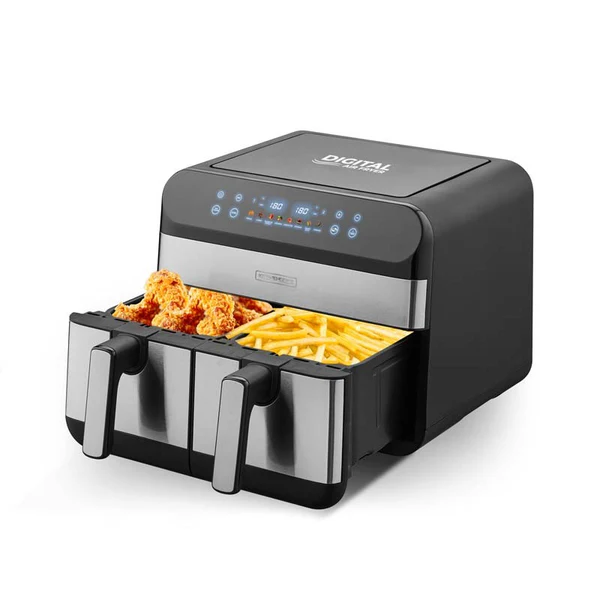 Friteuse Sans Huile Avec Deux Cuves 8 programmes AIRFLOW 9 Kitchencook