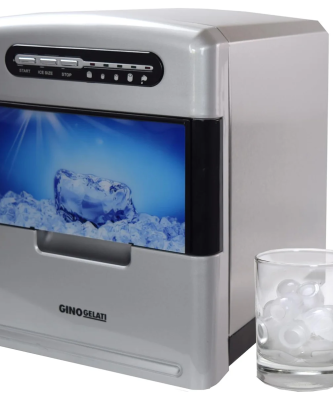 Machine à glaçons numérique en acier inoxydable avec panneau de commande et voyants lumineux Syntrox