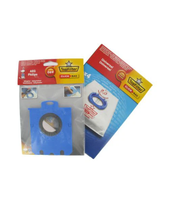Boite de 4 sacs aspirateurs universels Top Filter avec Adaptateur Click Bag pour aspirateurs AEG Philips 069 TopFilter