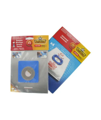 Boite de 4 sacs aspirateurs universels Top Filter avec Adaptateur Click Bag pour aspirateurs Moulinex TopFilter