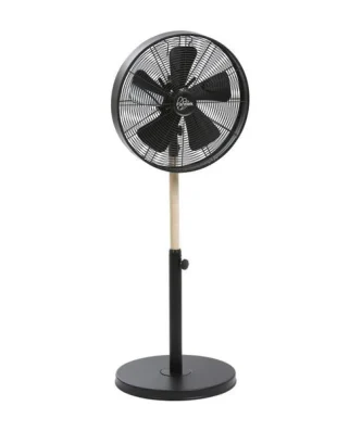 California Noir & Bois - Ventilateur Sur Pied ø40cm 50w Oscillant Farelek