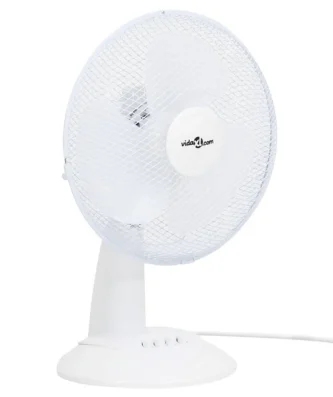 Ventilateur de table 3 vitesses 30 cm 40 W Blanc VidaXL