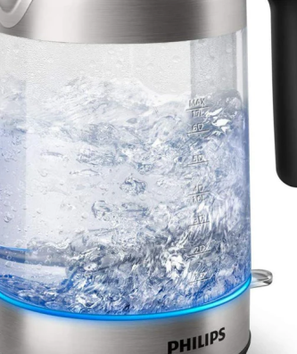 bouilloire électrique de 1,7L 2200W transparent gris noir Philips