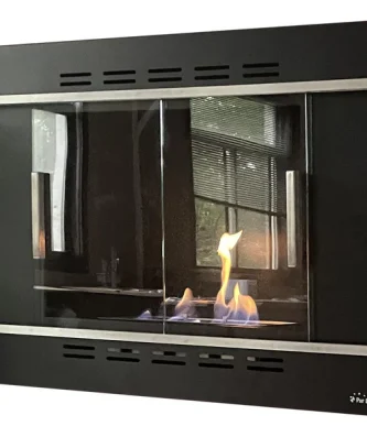 Cheminée bio encastrable murale avec portes Purline