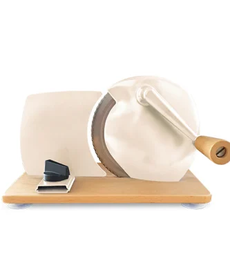 Trancheuse manuelle lame 17 cm et plateau bois massif crème Jupiter