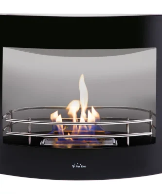 Cheminée à l'éthanol en acier noir Purline