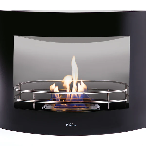 Cheminée à l'éthanol en acier noir Purline