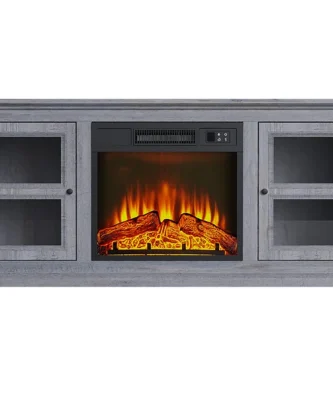 Buffet avec cheminée électrique couleur gris 2000W Purline