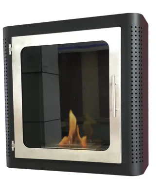 Cheminée à l'éthanol en acier noir Purline