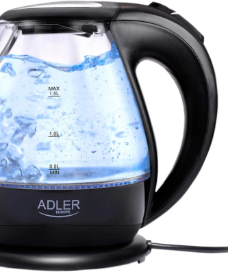 bouilloire électrique de 1,5L 2000W transparent noir Adler