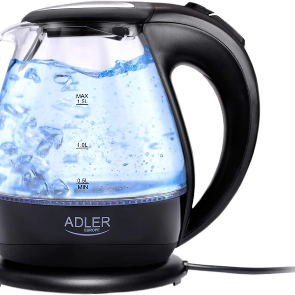 bouilloire électrique de 1,5L 2000W transparent noir Adler