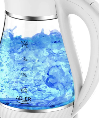 bouilloire électrique de 1,7L 2200W transparent blanc Adler