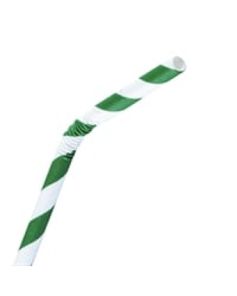 Pailles en papier flexibles Recyclables Fiesta Recyclable rayures vertes (lot de 250)