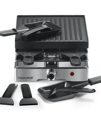 Appareil raclette-gril électrique 4 poêlons 750 W Naturamix