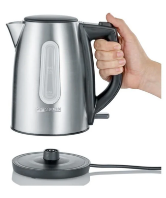 Wk3469 Bouilloire Compacte 1 L, Ebullition Rapide, Sans Bisphenol A, Arret Auto, Range Cable, Socle 360?, Inox Severin