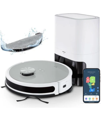 Medion X21 Sw - Robot Aspirateur Laveur Avec Station De Vidange - Navigation Laser - Puissance 3000 Pa Medion