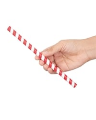 Pailles à smoothie compostables en papier emballées individuellement Fiesta Compostable à rayures rouges (lot de 250)