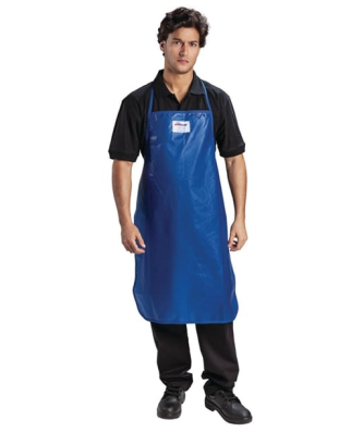 Tablier bavette en nylon Burnguard QuicKlean bleu