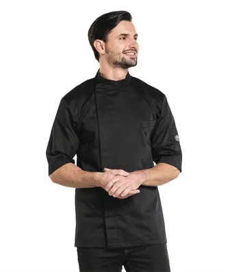 Veste de cuisine manches courtes Chaud Devant Bacio noire S