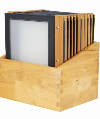 Protège-menus cadre en bois Securit A4 noirs (Lot de 20)