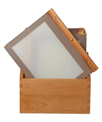 Protège-menus cadre en bois Securit A4 marron (Lot de 20)