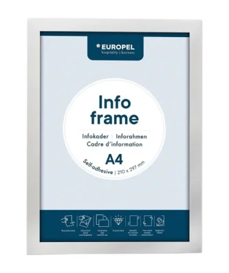 Cadres d'affichage autocollants Europel A4 argent (lot de 2)