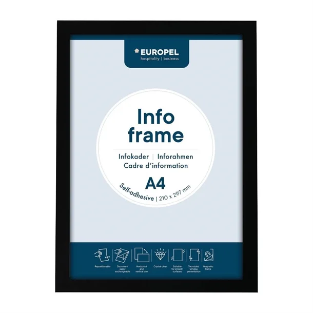 Cadres d'affichage autocollants Europel A4 noirs (lot de 2)