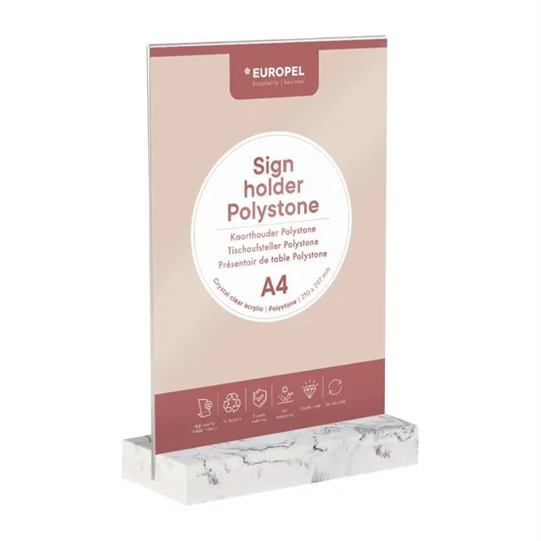 Présentoir de table Europel A4 polystone blanc
