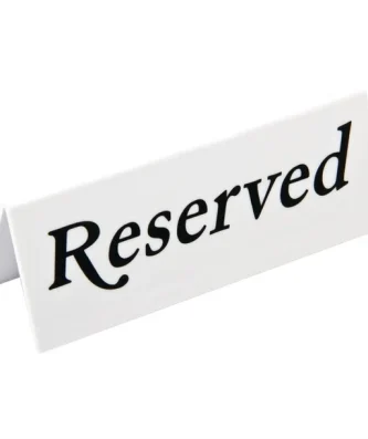 Chevalets de table en plastique Olympia "Reserved" (lot de 10)