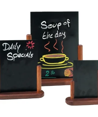 Ardoise de table Securit finition acajou 170 x 155mm