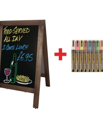 Petit panneau de trottoir Olympia et lot de marqueurs Securit offert